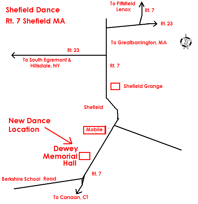 Directions to the Contra Dances in Sheffield Grange, Route 7 MA